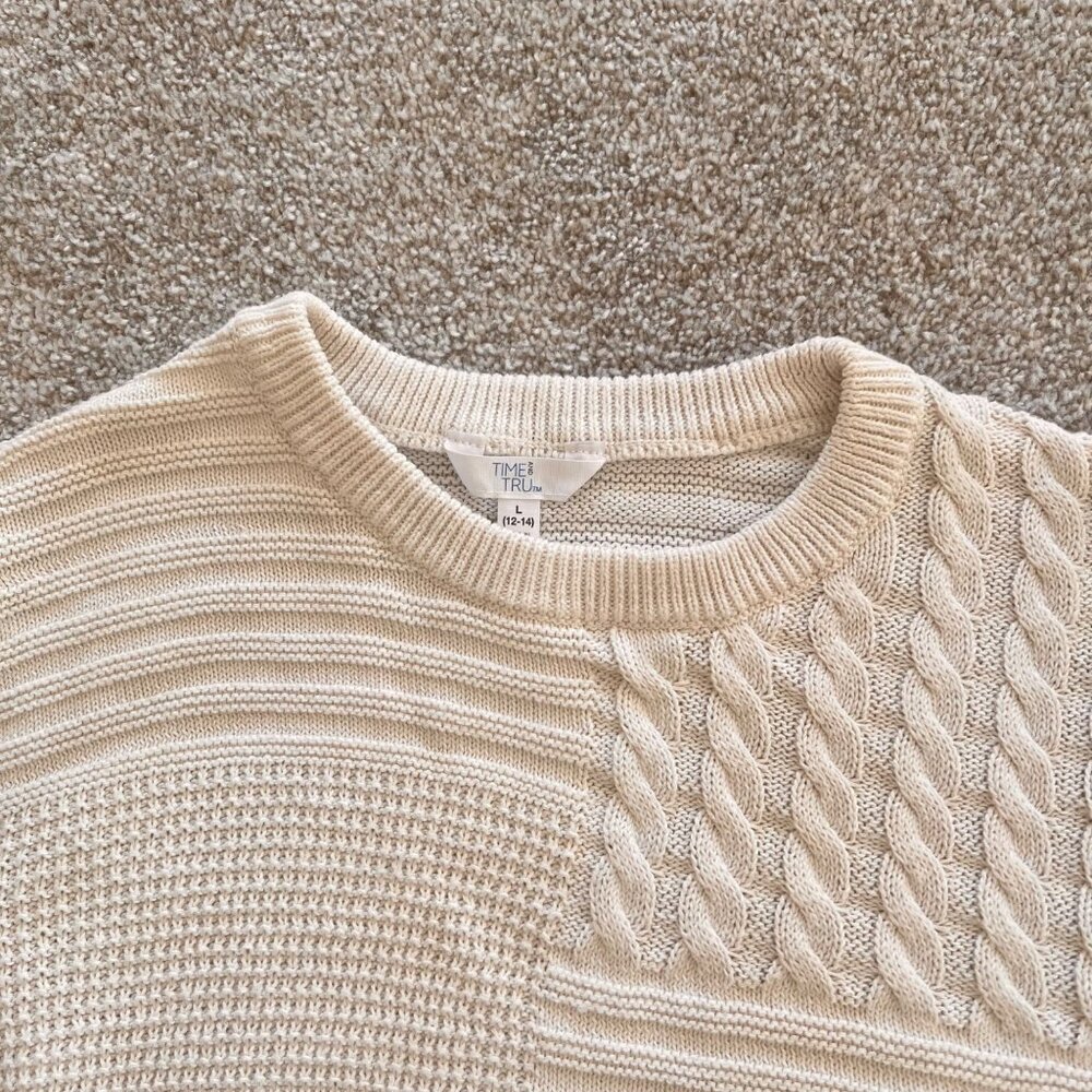 Cream White Knit Cottagecore Sweater Womens L - Picture 5 of 9